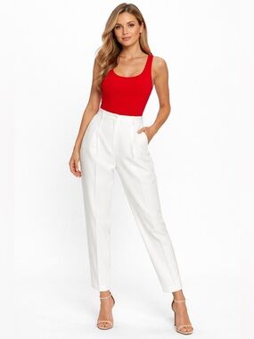 ZARA High-Waist Tailored Ankle Pants - Ivory